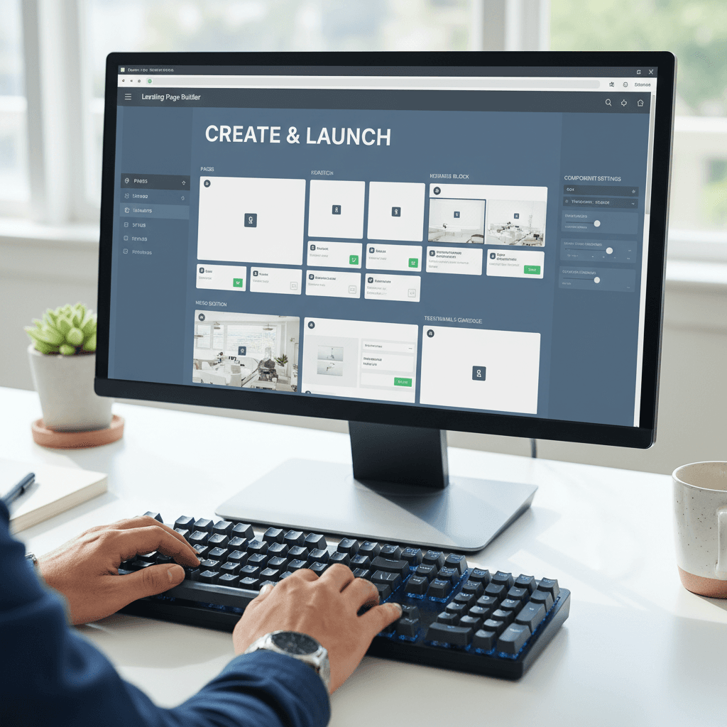 Developer building landing pages